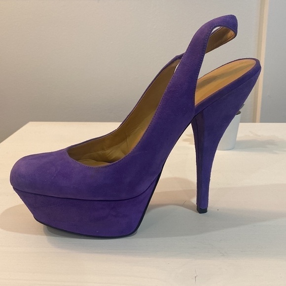 Nine West Purple Suede Pumps | Platform Heels - Picture 6 of 14